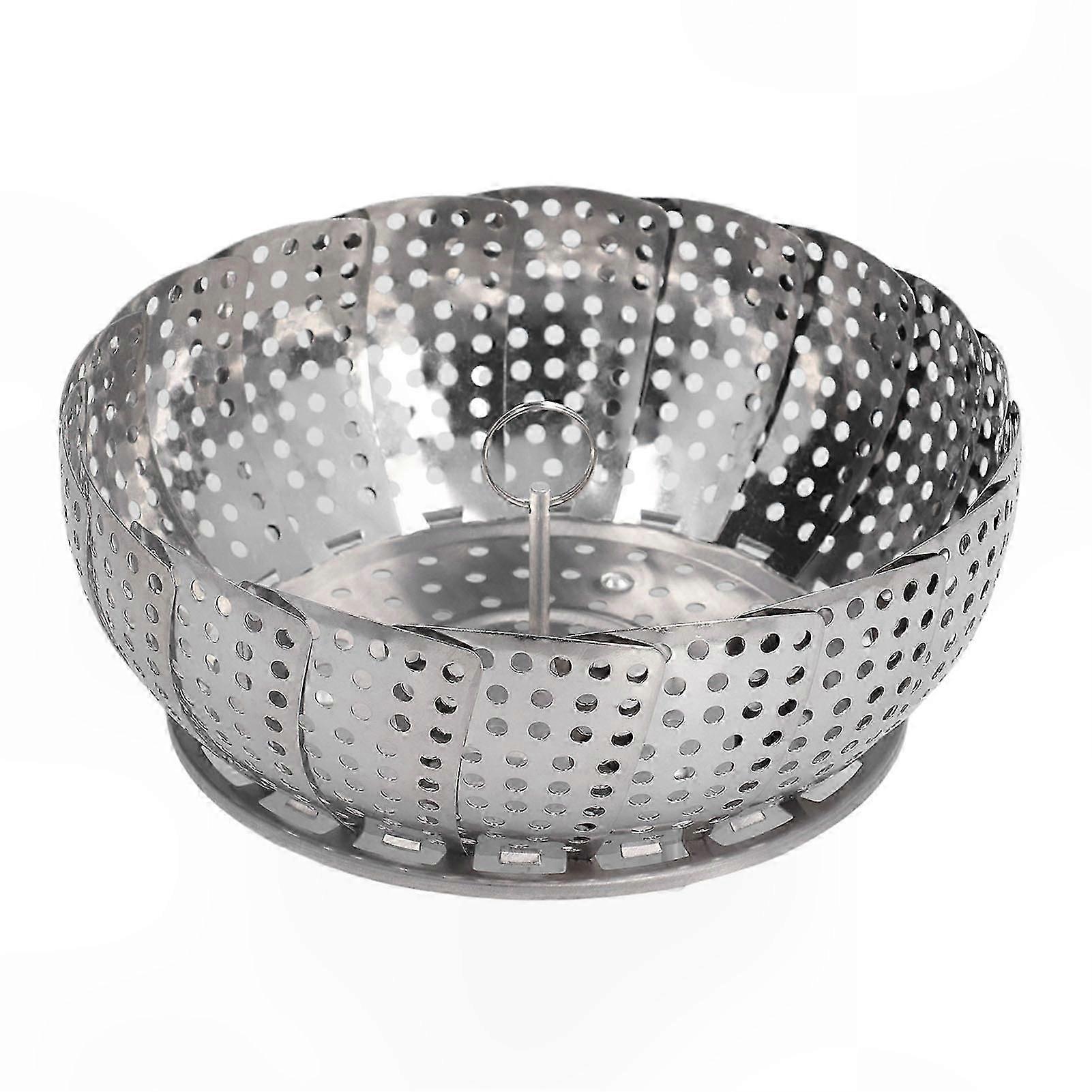 Retractable Stainless Steel Steaming Tray with Detachable Handle for Easy Food Preparation
