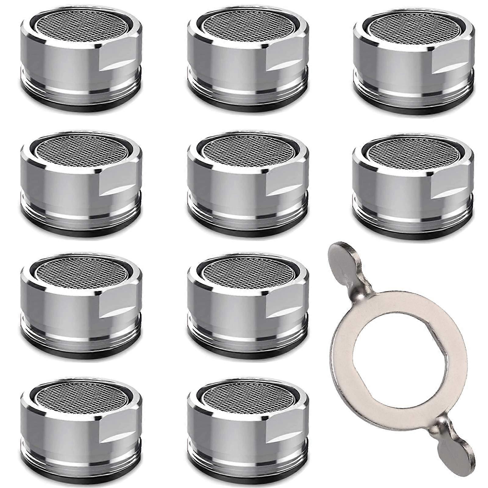 Tap Strainer M24 Pack of 10 Male Thread Aerator Inserts with Stainless Steel Filter and Chrome Mixing Nozzle Wrench