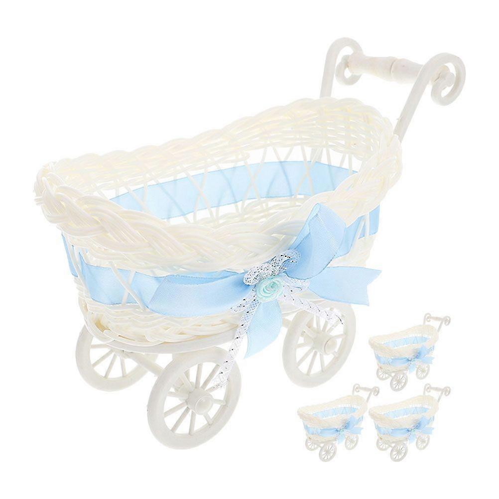 4pcsウェディングキャンディーコンテナ模造籐織りバスケットミニフラワーバスケットキャンディーボックス