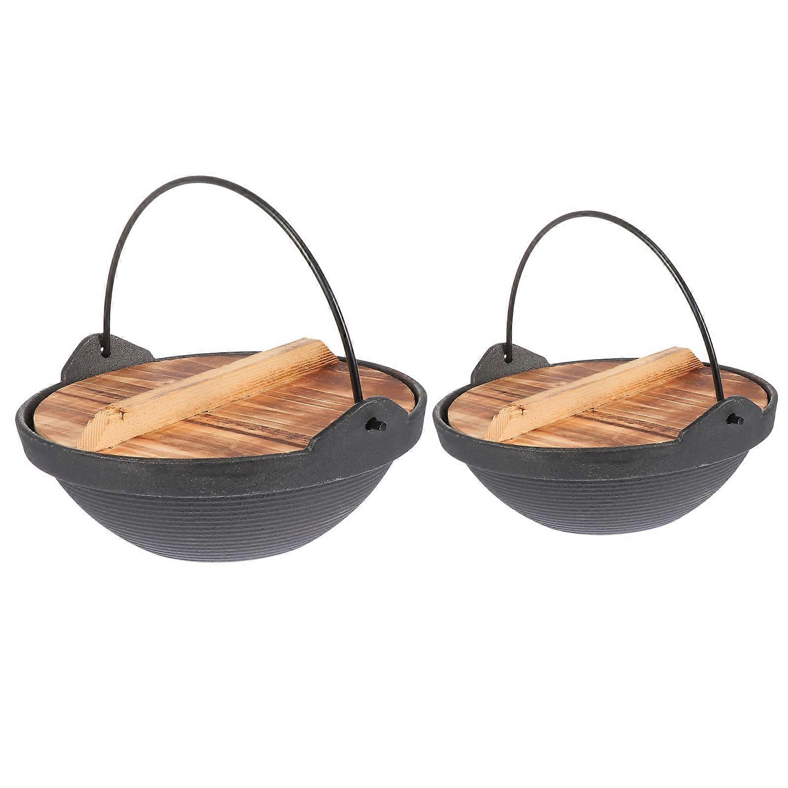 Rice Cooking Pot Cast Iron Japanese Style Pot for Picnic Assorted Color Waterproof 2Pcs