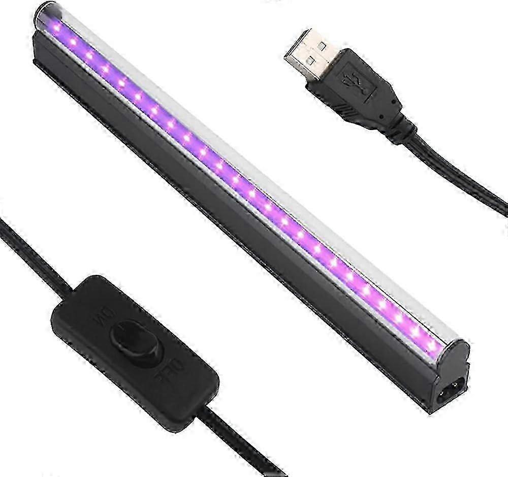 10 W-os UV LED fekete fénysáv kapcsolóval, 0,28 m-es T8 USB hordozható partidekorációhoz, művészeti világításhoz, testfestéshez és színpadi effektusokhoz