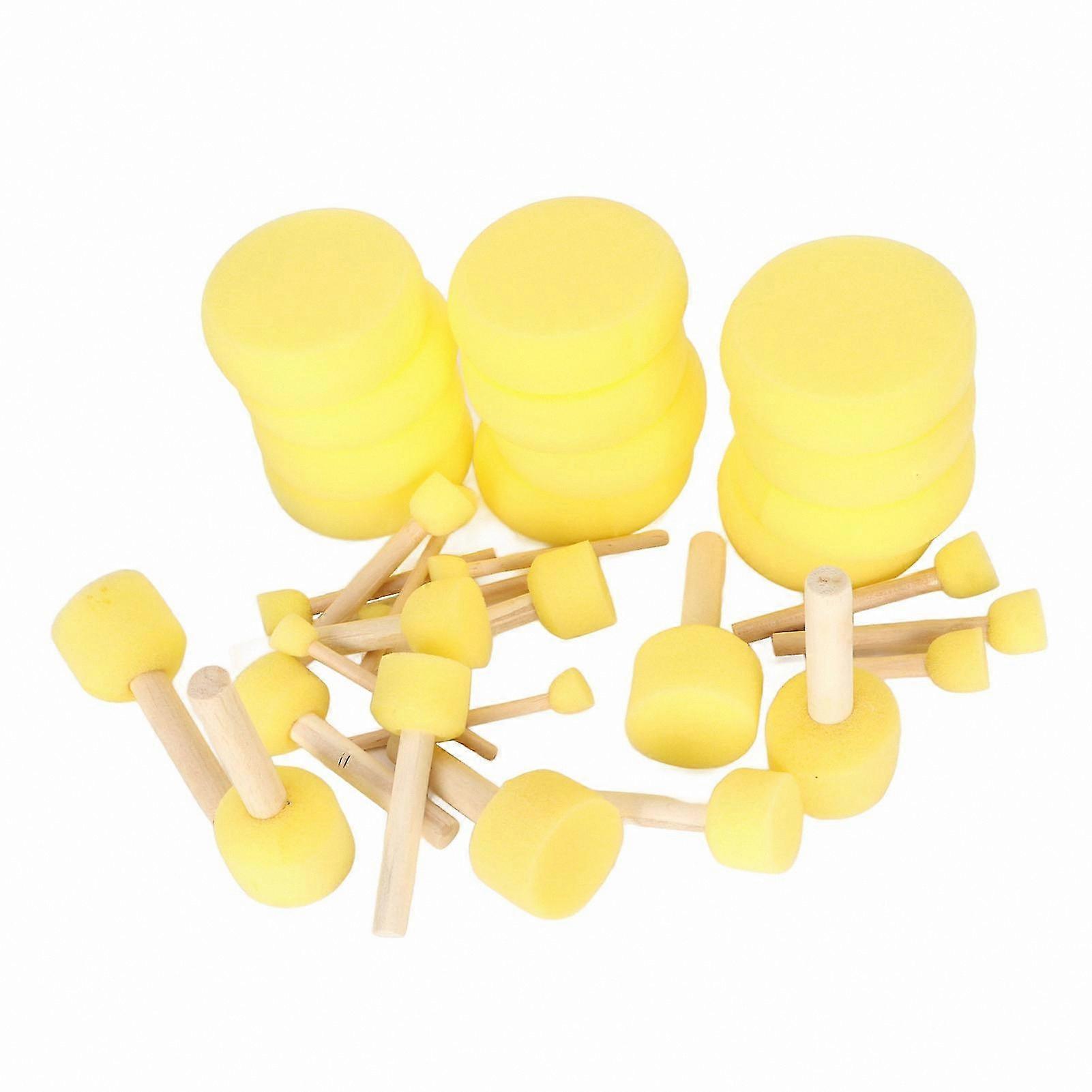 Foam Paint Brushes with Wooden Handles for DIY Stenciling and Craft Projects Washable and Reusable Art Tools