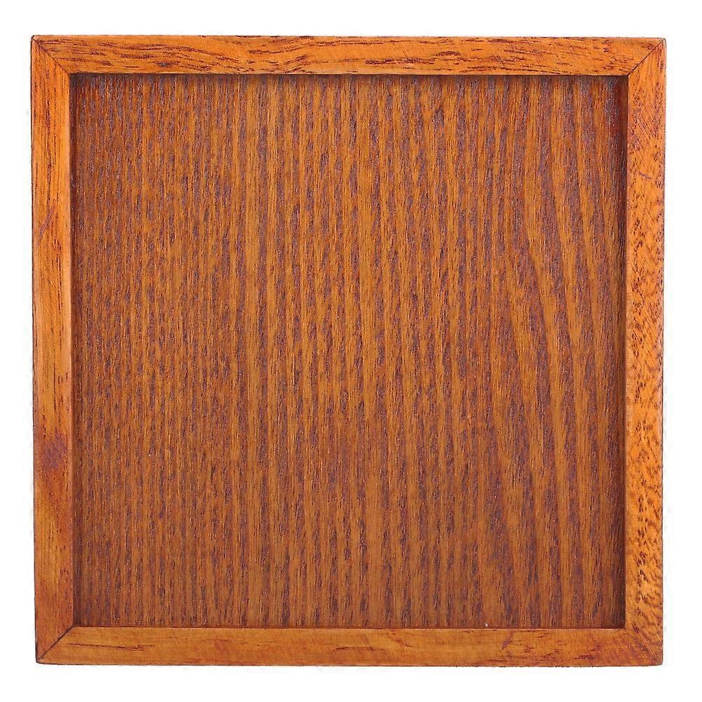 Small Portable Square Solid Wood Tea Coffee Snack Tray 12.5x12.5x2cm