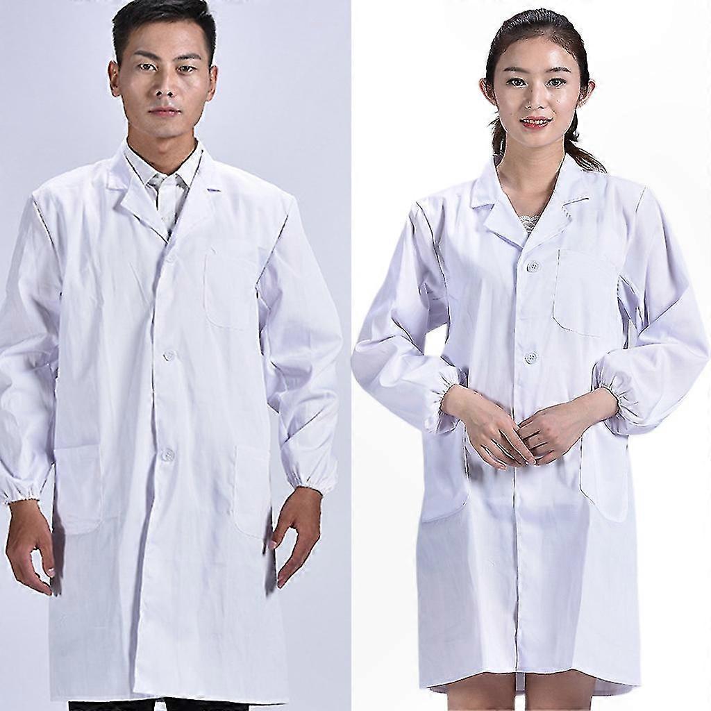 Long Sleeve Unisex Lab Coat with Lapel Collar and Button Down Design for Medical Professionals