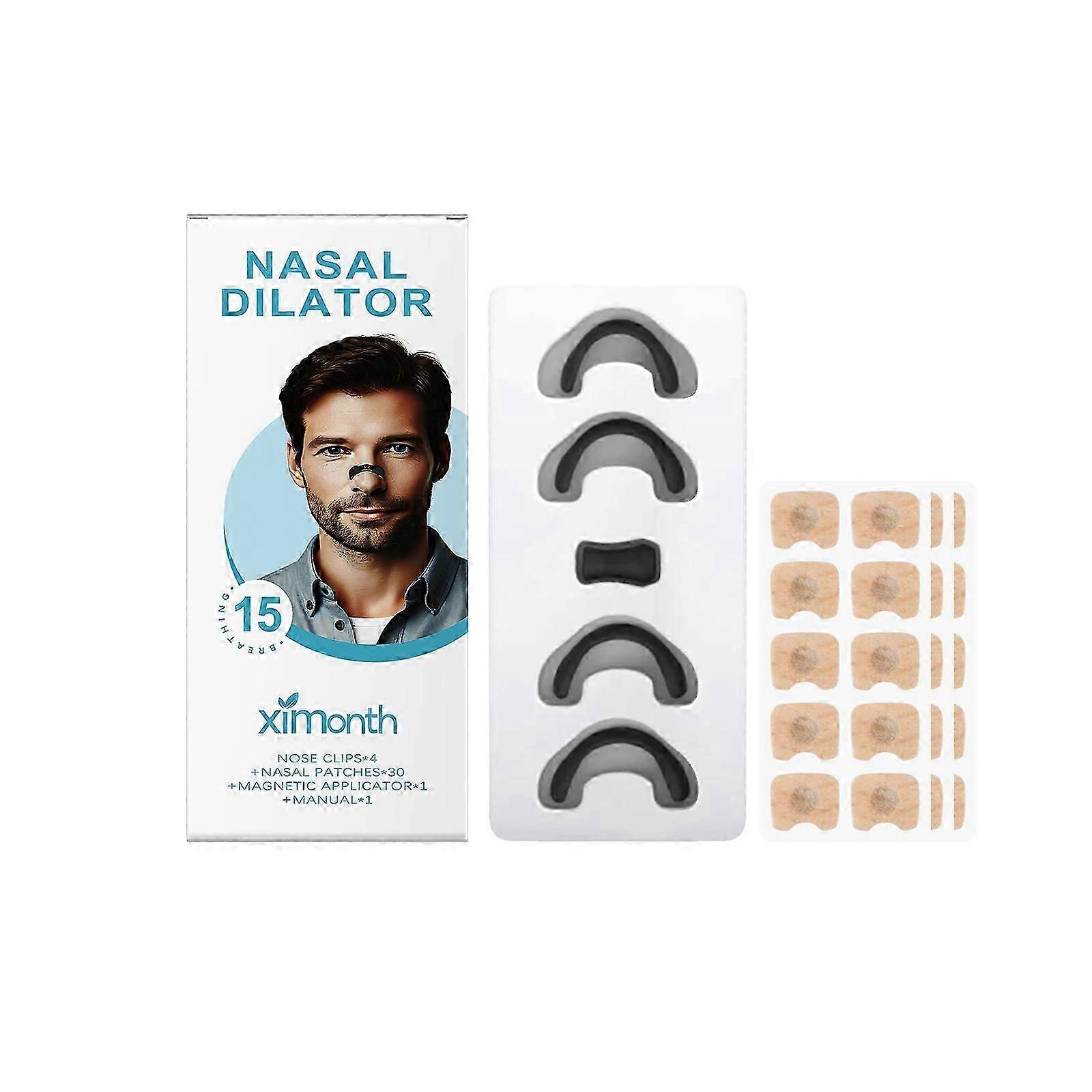 Ximonth magnetic nose patch set reduces snoring, cleans and cares for nasal discomfort, and promotes daily sleep