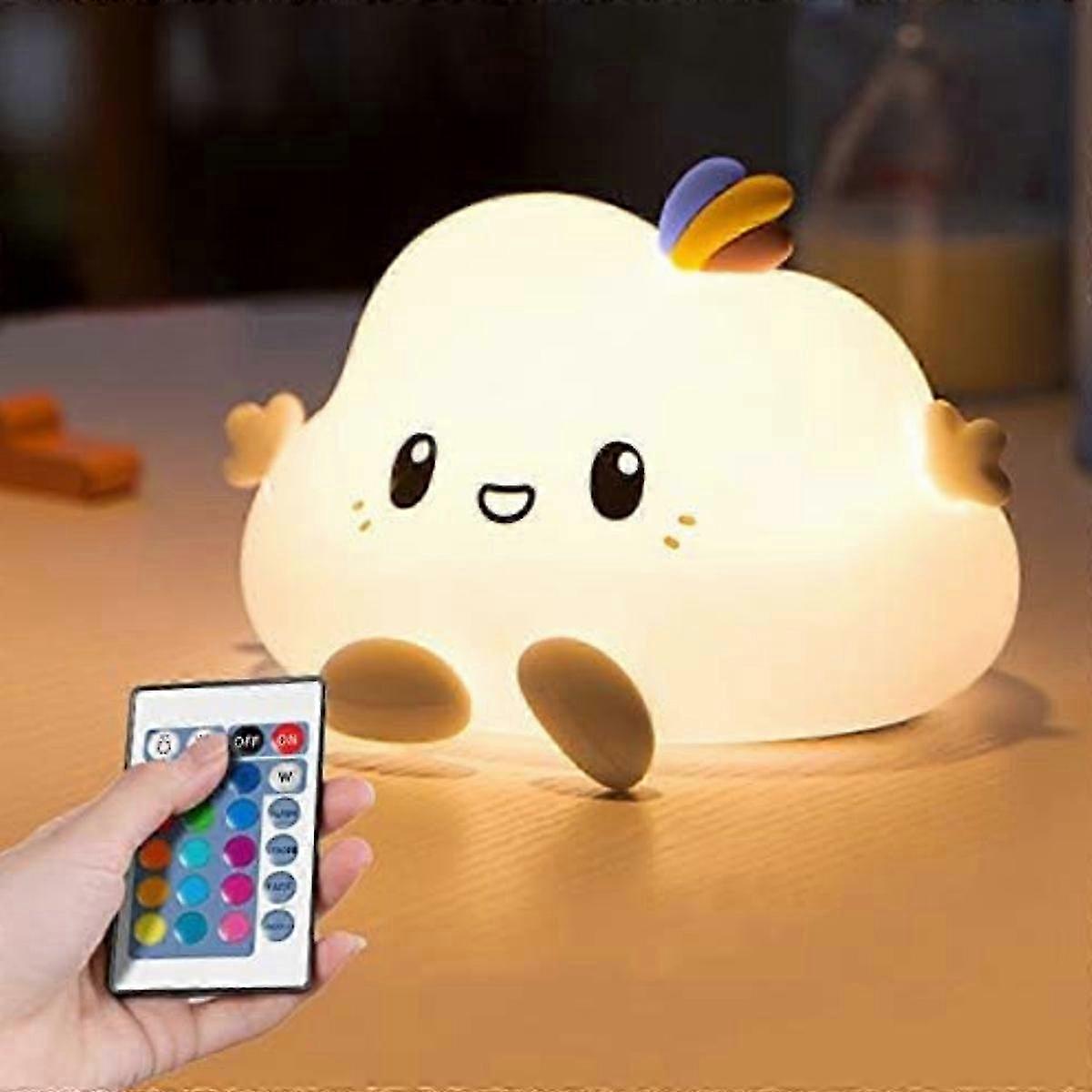 Cloud LED Night Light for Kids, Soft Silicone, Touch Sensor & Remote Control