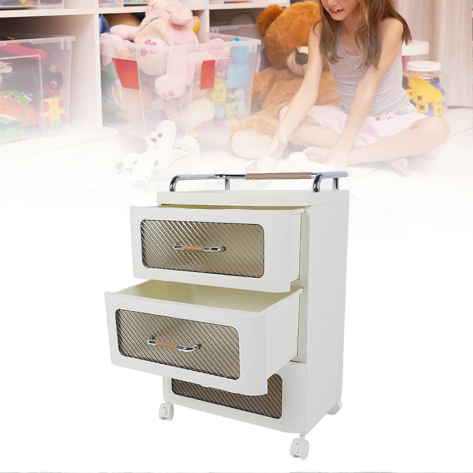 Rolling Storage Cabinet Bins 3 Layers Large Capacity Cart with Wheels