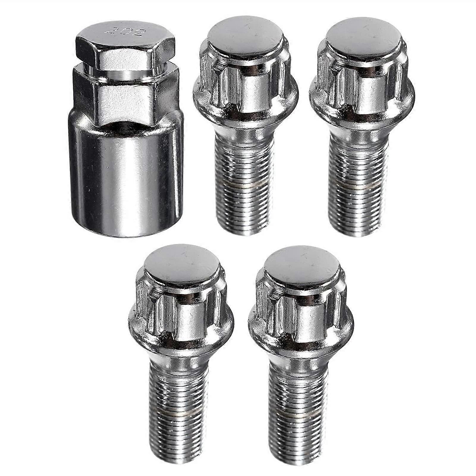 Wheel Nuts, Alloy Wheel Locking Nuts 5pcs Set, Security Lug Nut Bolts for Cars and Trucks, Durable Heavy-Duty Design