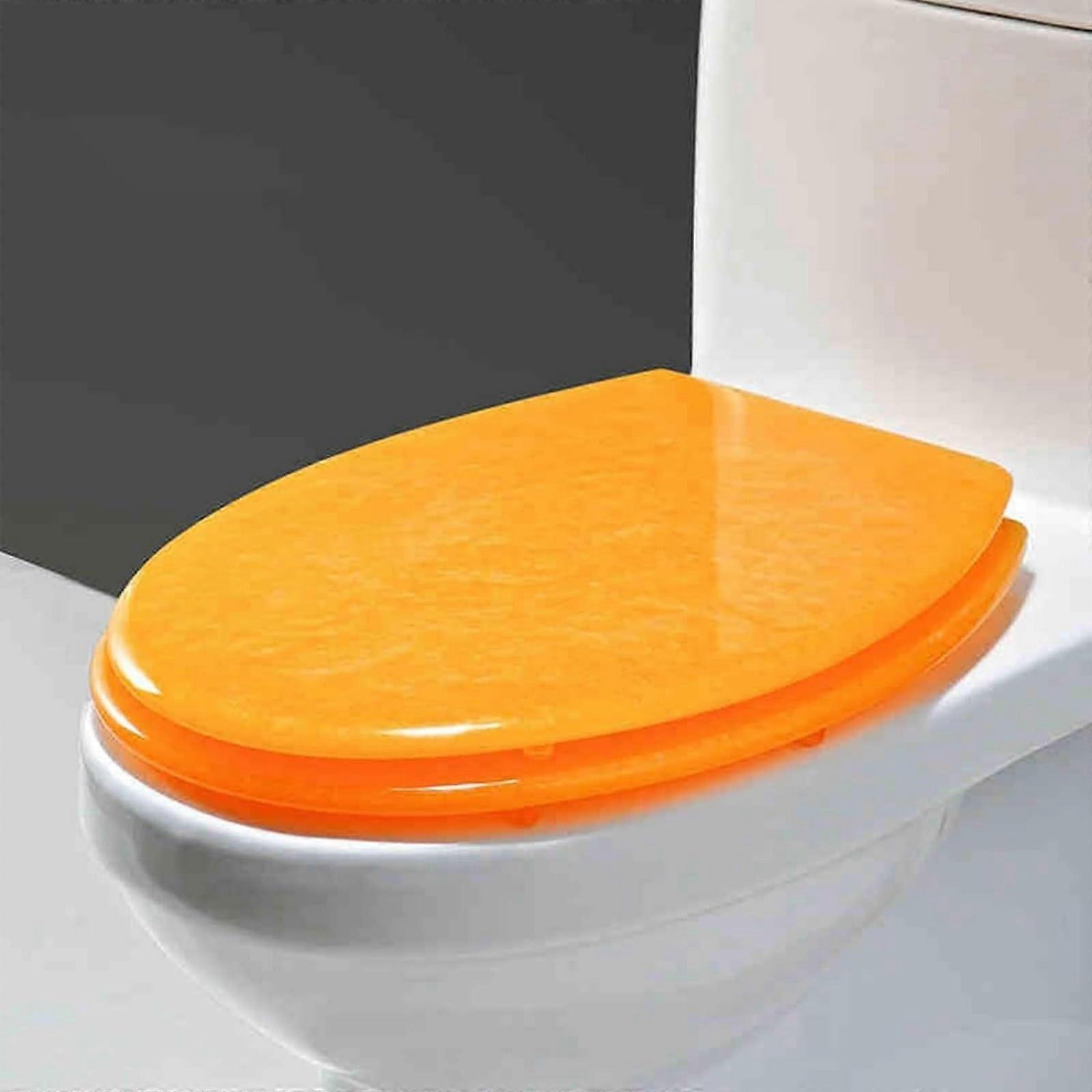 Toilet Seat Soft Closing And Slow Descending, Easy Disassembly And Reassembly, Orange, L42cm X W36cm, Home And Hotel Use