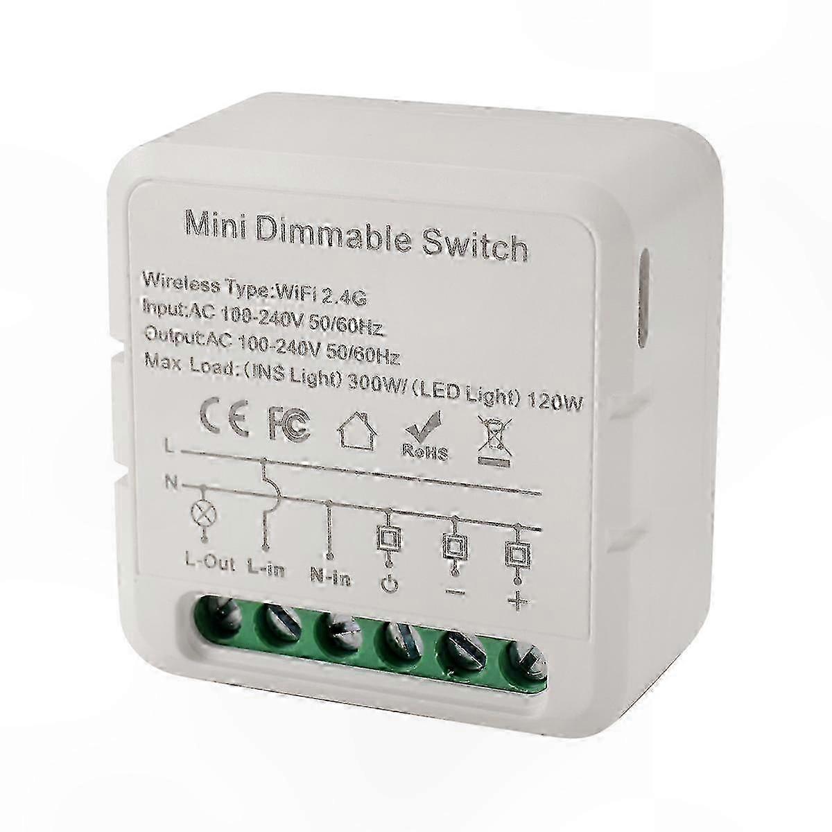 Smart Dimmer Switch Module, WiFi Enabled, 2-Way Control for LED Lights, Dimmable Functionality