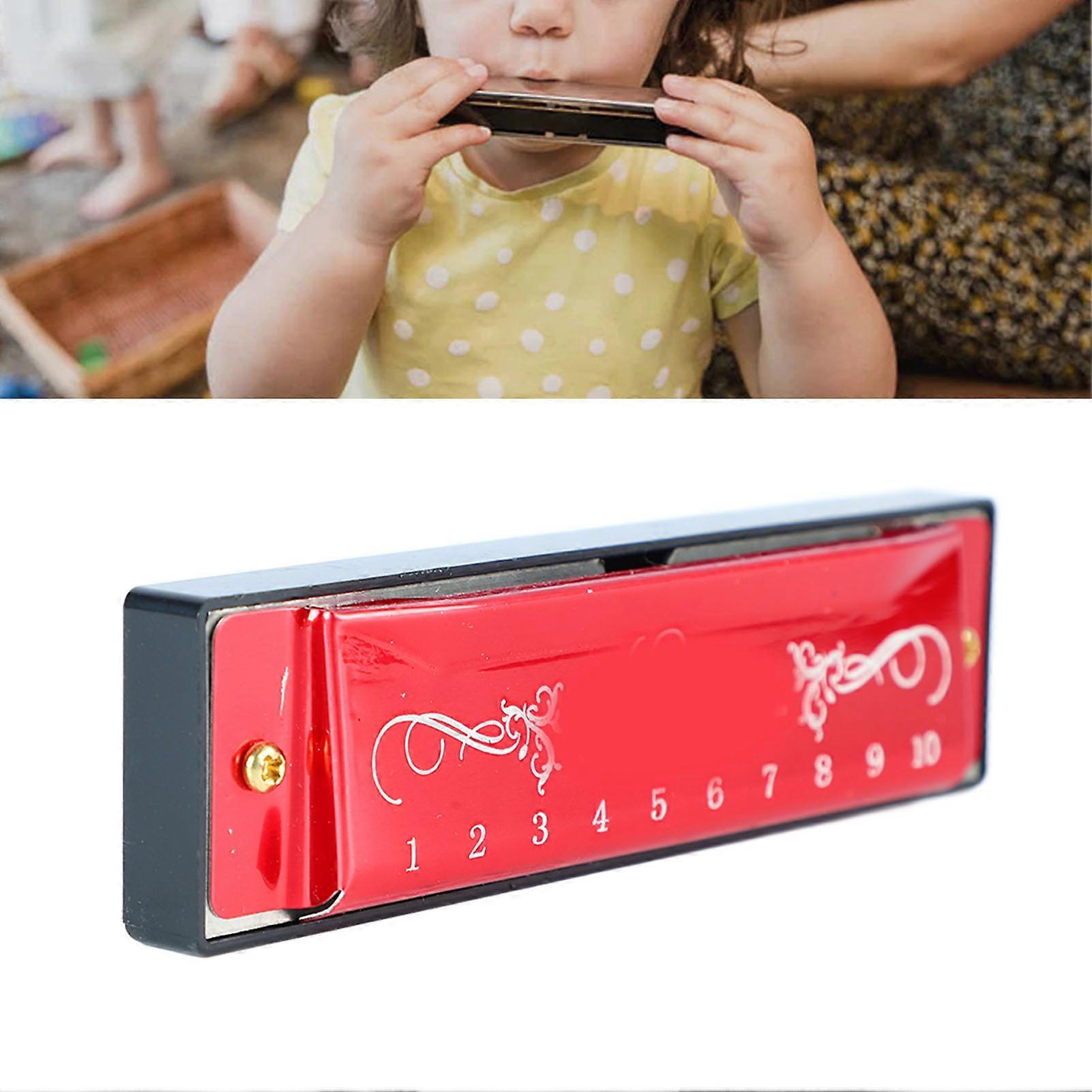 Harmonica 10 Hole 20 Tune C Key Professional Red with Case