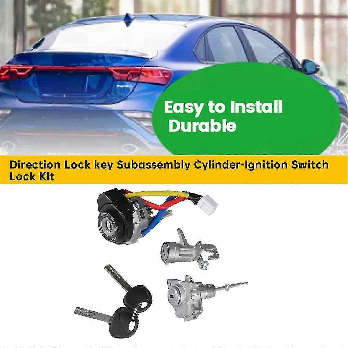 1Set Direction Lock Key Subassembly Cylinder-Ignition Switch Lock Kit