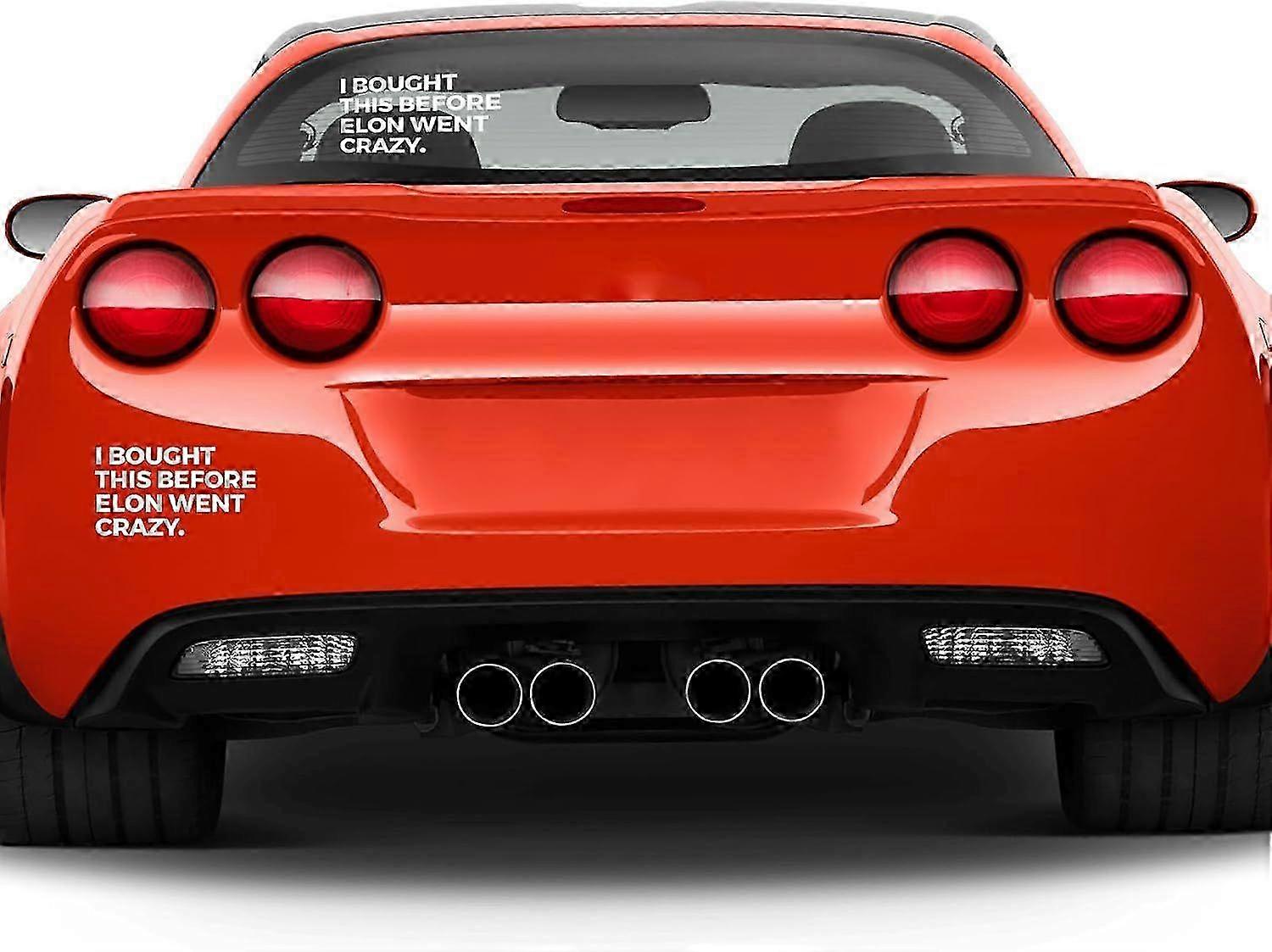 2PCS I Bought This Before Elon Went Crazy,White Car Sticker,Waterproof and Sun-Proof Bumper Sticker, Self-Adhesive Design,Lettering in White for Car