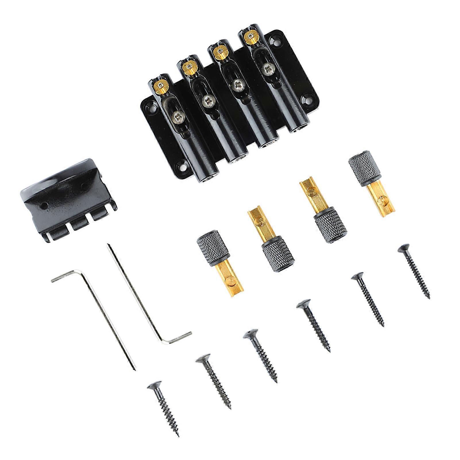4 String Bass Bridge Replacement Metal Bass Bridge Mounting Assembly with Screws Wrenches 