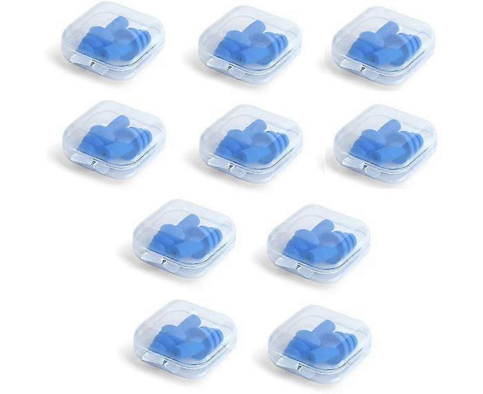 10 Pairs Silicone Earplugs In Soft Plastic Cases Reusable Washable Nrr 28 Db For Sleeping