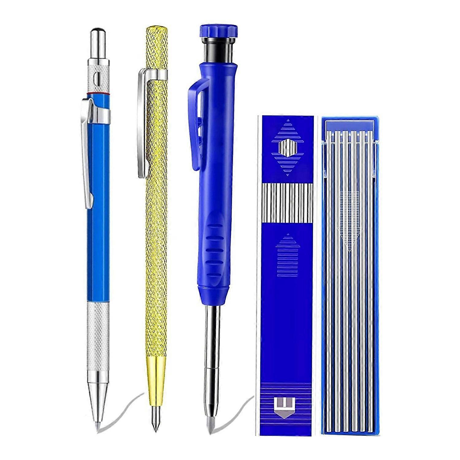5 Packs Welders Pencil Set with Carbide Scriber Tool Solid Marker Metal Marking Tool Built-in Sharp