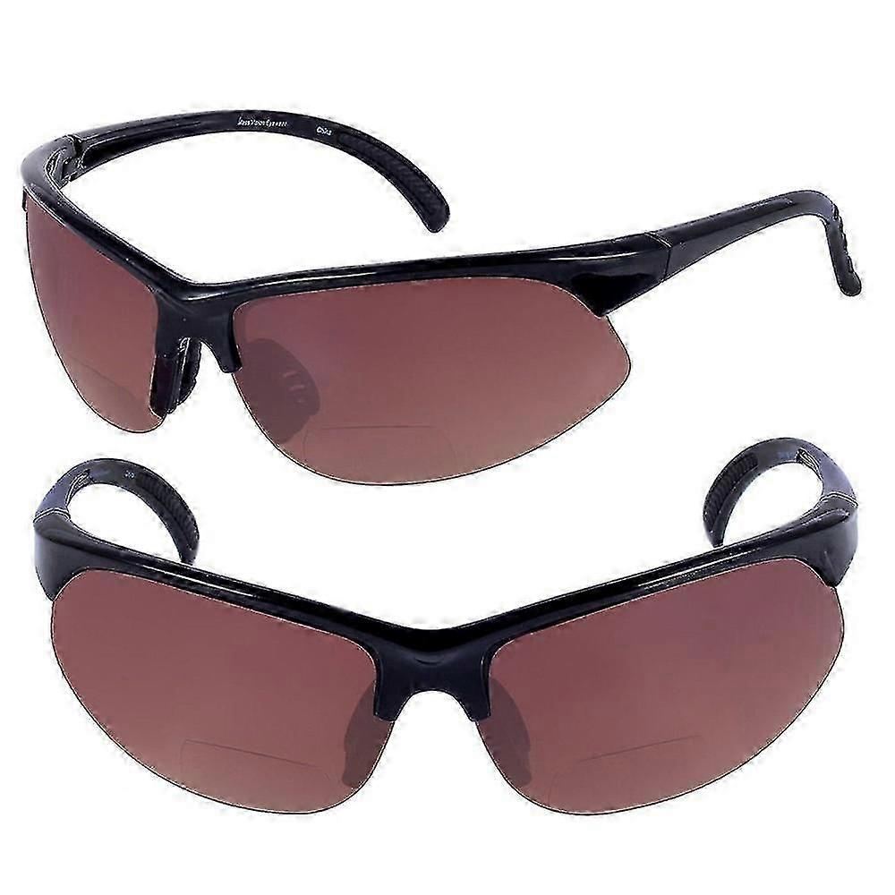 2 ζευγάρι unisex διεστιακά αθλητικά γυαλιά ηλίου - Γυαλιά ηλίου ανάγνωσης εξωτερικού χώρου - Μαύρο/υψηλής ευκρίνειας κεχριμπάρι - 3.00
