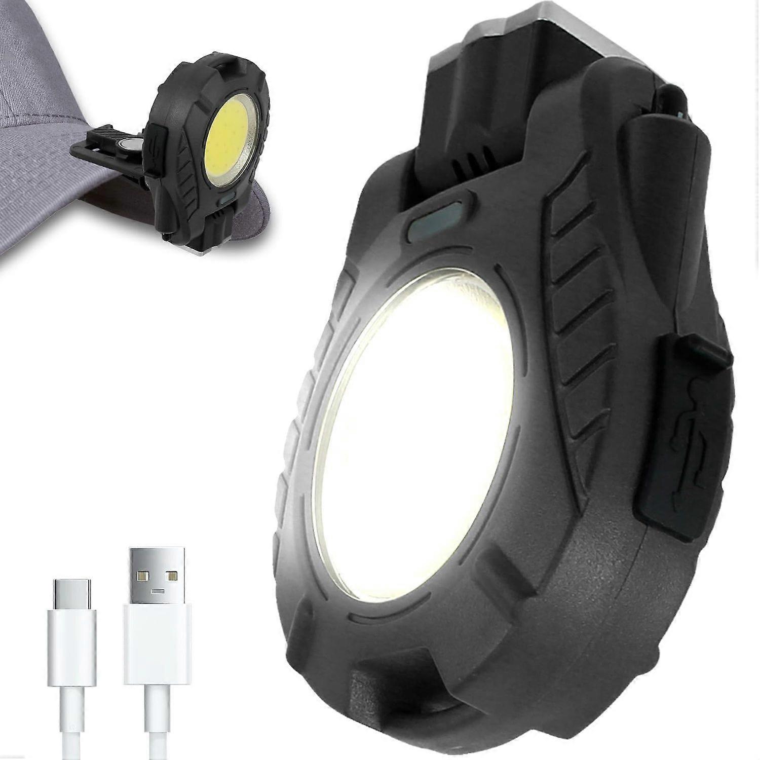 Hat Clip Light Rechargeable Clip Headlamps Waterproof Portable Pocket Lights with Magnet Back 4 Lighting Mode Up Down Adjustable Multifunctional Keych