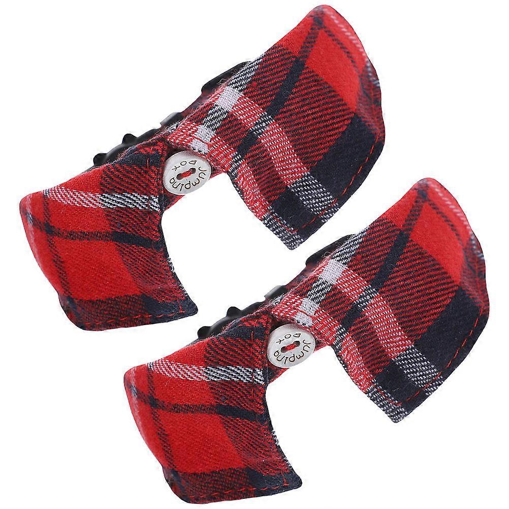 Plaid Pattern Cat Collar With Bell For Small Puppies And Cats 30X4.6Cm Adjustable Design 2Pcs