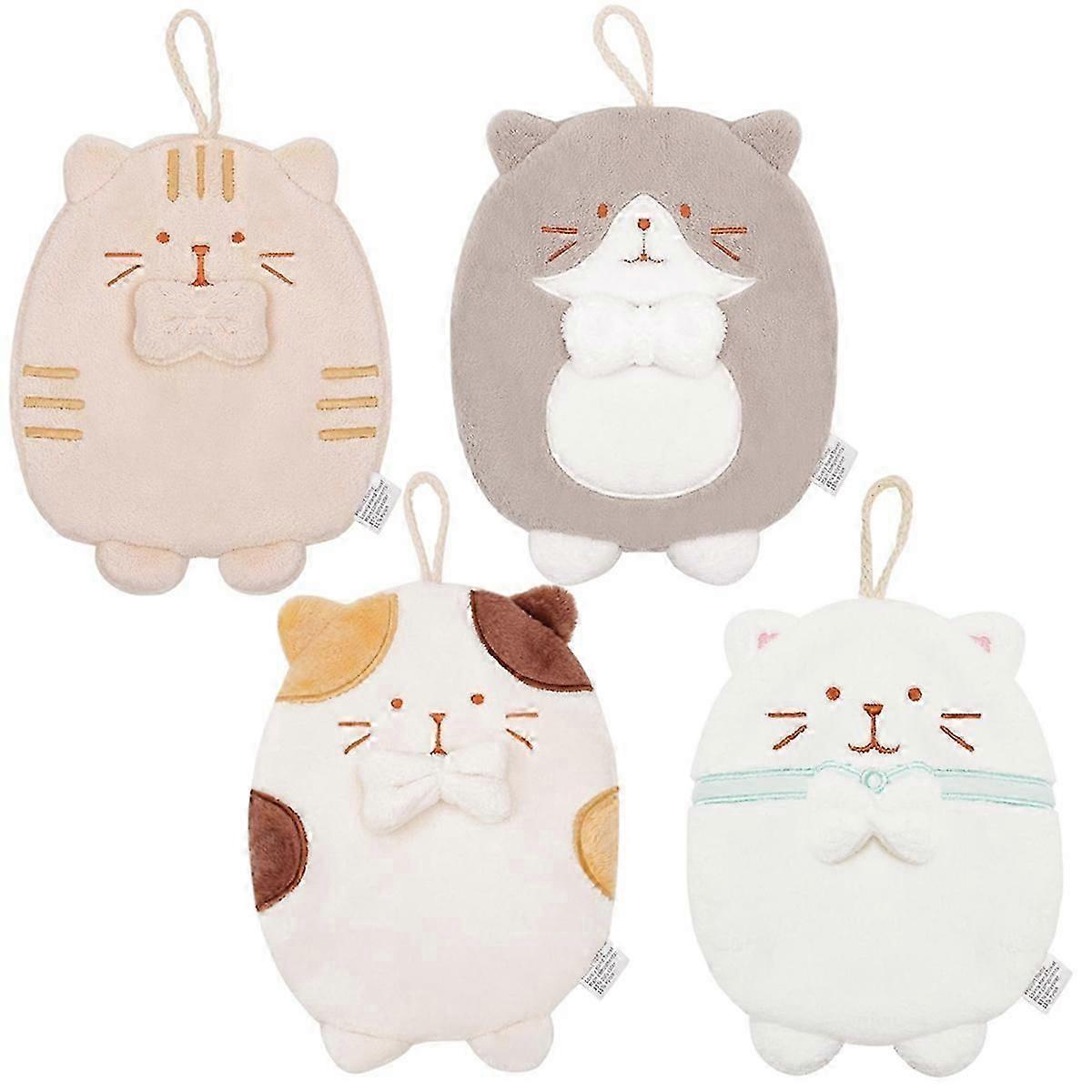 Hanging Hand Towel Cute Kitten Absorbent Household Kitchen Rag