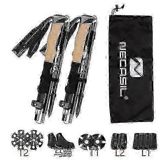 Foldable , Telescopic Walking Poles, Ultra Light, Aluminium Alloy, Nordic Extendable Trekking Poles With Cork Handle Well