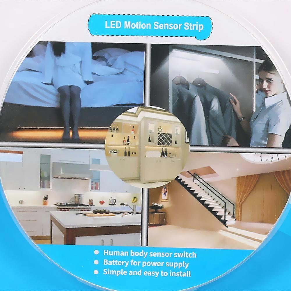 PIR Motion Sensor LED Strip Light 1M 30 LEDs Warm/White Battery Powered