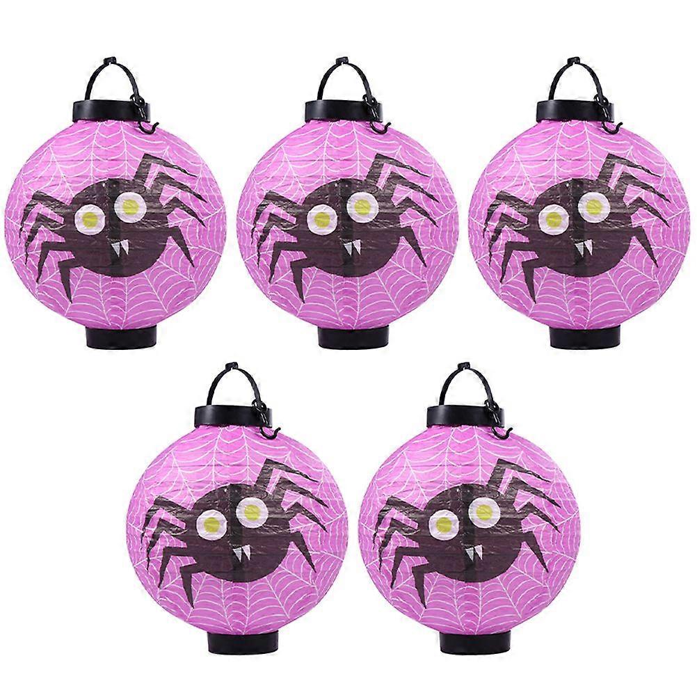 5PCS Halloween Lanterns Portable LED Lanterns Illuminated Paper Lanterns Decor