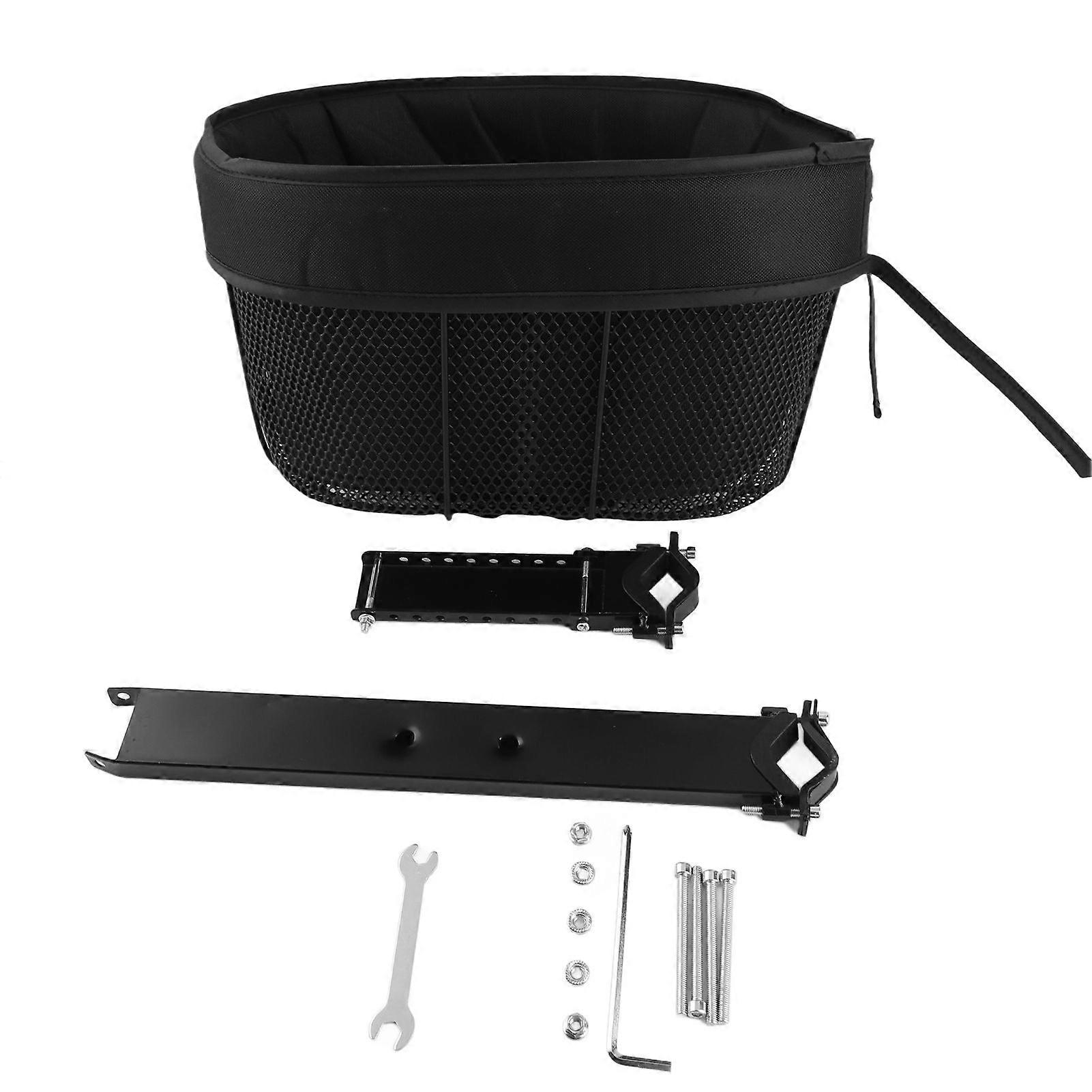 Dog Cycling Basket Cycling Shopping Basket Portable Cat and Dog Carrier for Front Crossbar with Sponge Liner Safety Strap Black