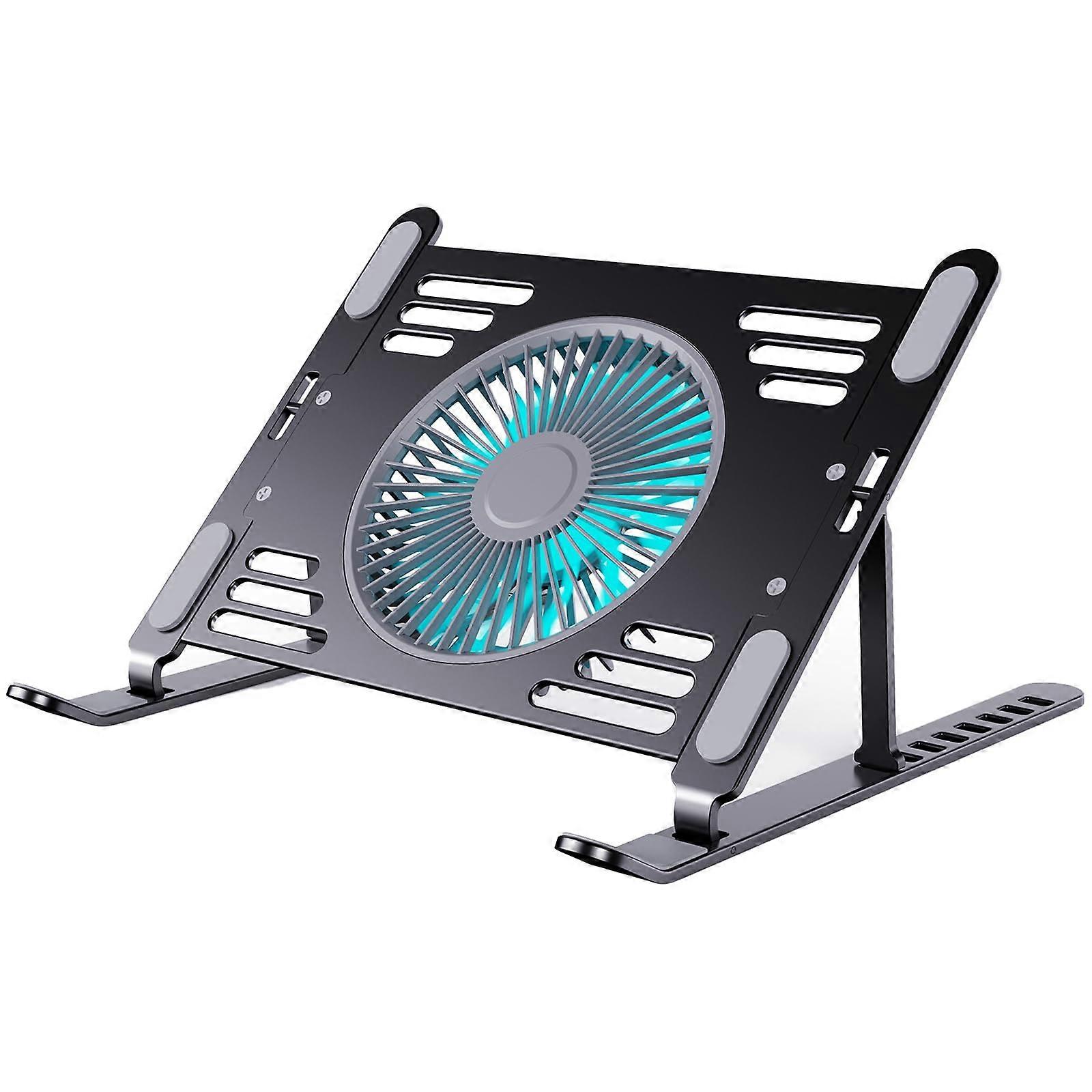 Aluminum Laptop Cooling Stand Cooling Pad Foldable Adjustable Height USBPowered Notebook Risers Holder Black