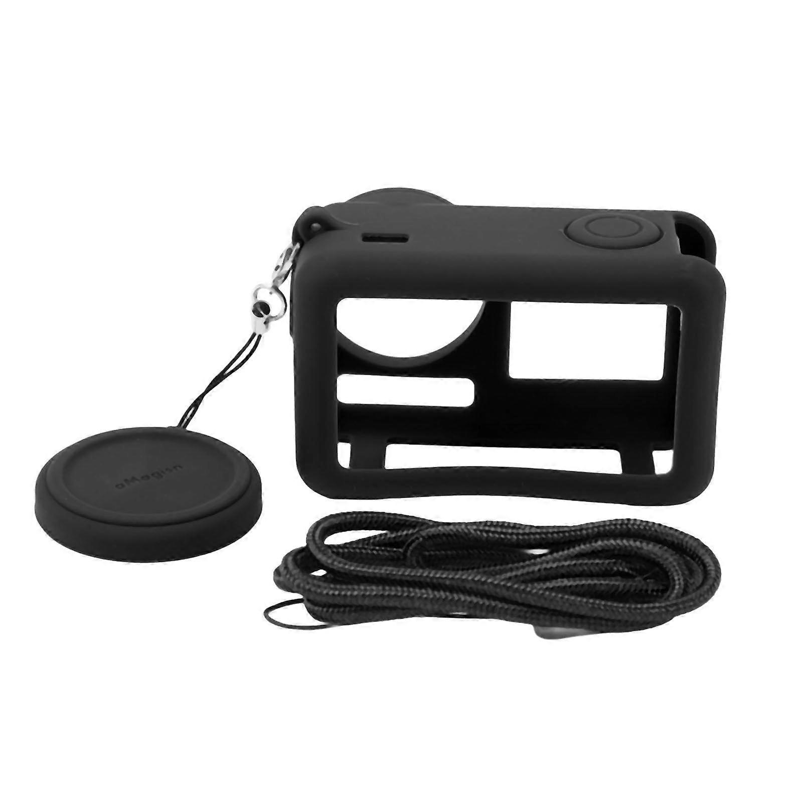 Silicone Case for DJI Osmo Action 4 3 Action Camera Soft Protective Silicone Case Sleeve with Neck Strap Lanyard Black