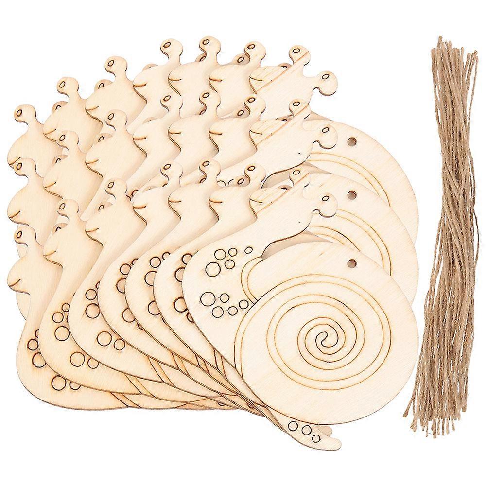 DIY Wooden Snail Shape Slices for Crafting 80Pcs with Hanging Rope