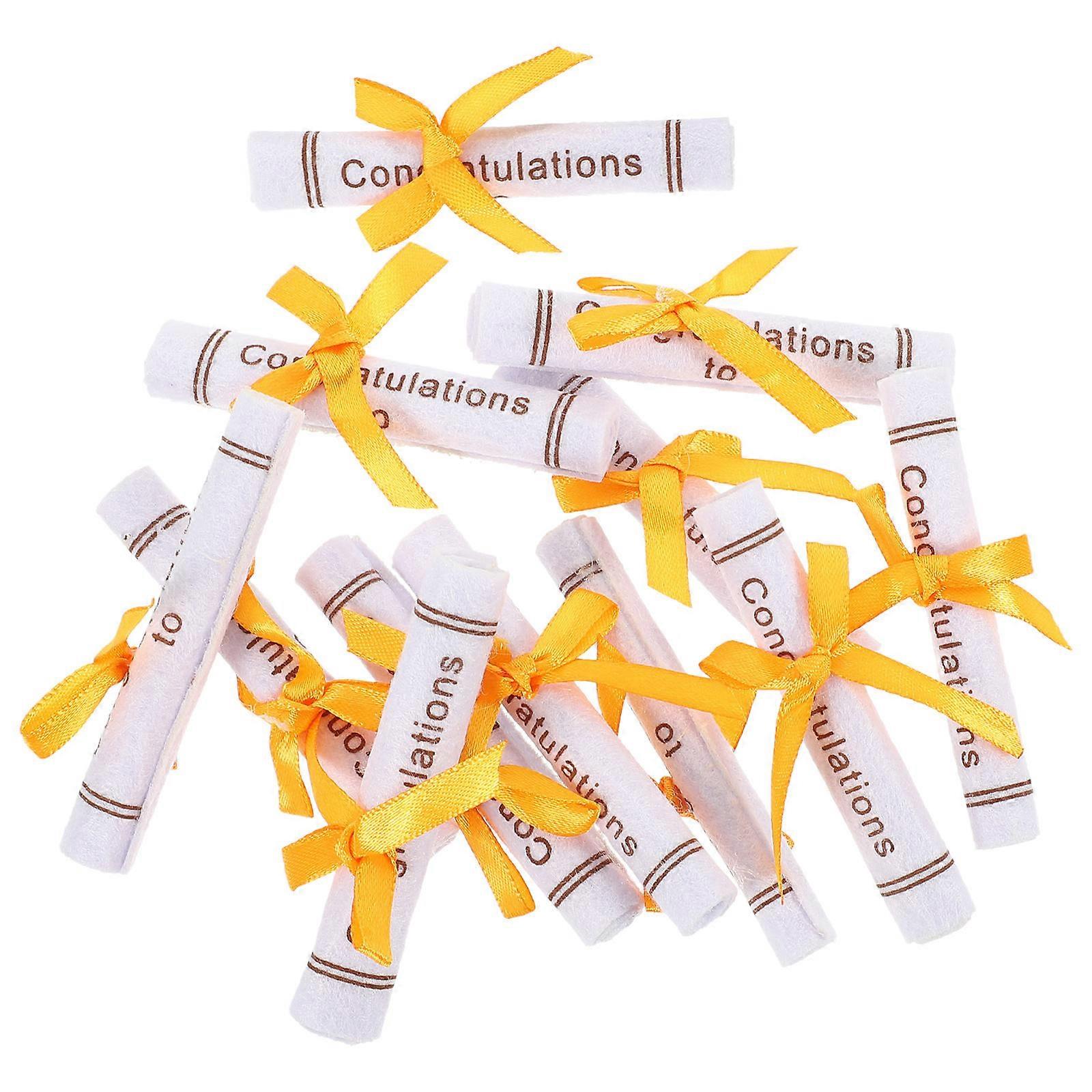 Graduation Certificate Scroll Mini Non-Woven Craft Decor for Graduation 25Pcs