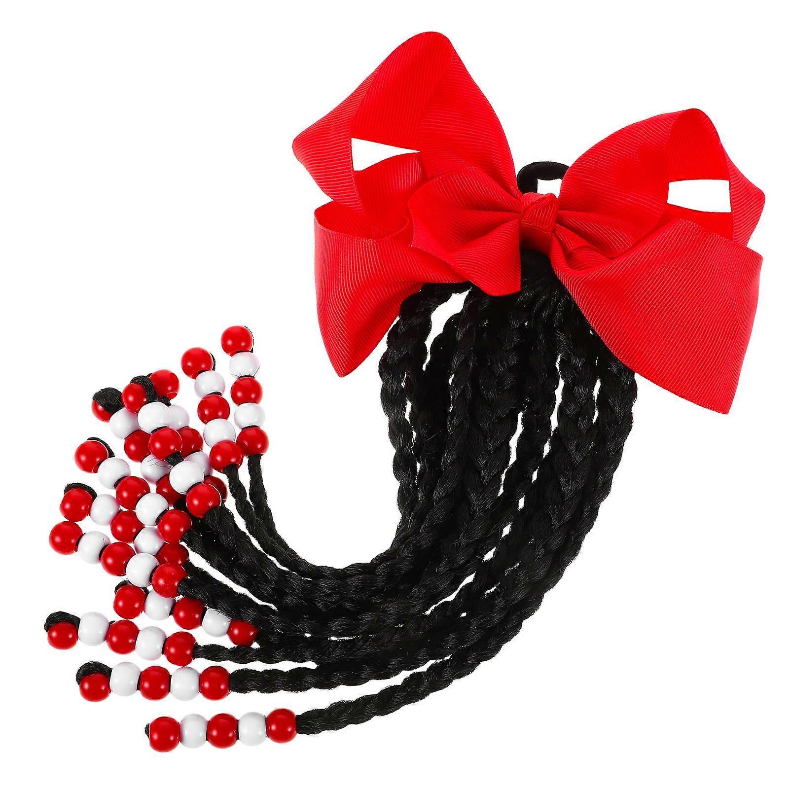 Tressé queue de cheval extension bowknot accessoire de cheveux pour filles 5Pcs rouge synthétique