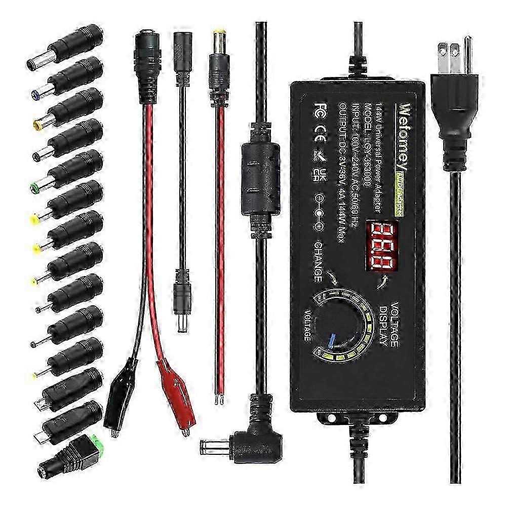 Universal Power Supply 3V-36V 4A 144W Adjustable Variable AC/DC Adapter Charger, 100V-240V AC to DC