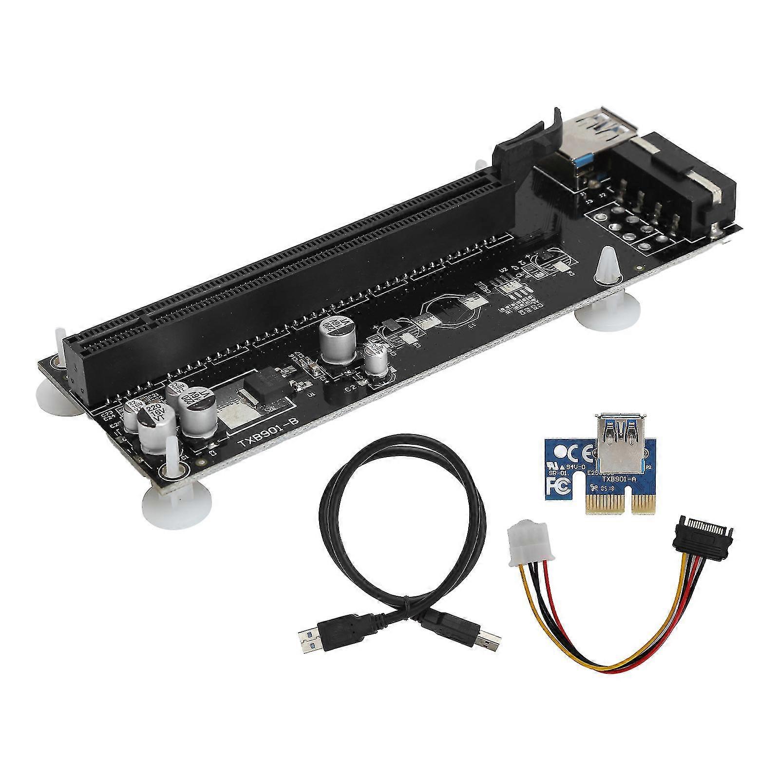 Mine Board PCIE Riser Adapter Card Powered By Mining with 60cm USB 3.0 Cable 15‑pin to 4pin SATA Power Cable 2025