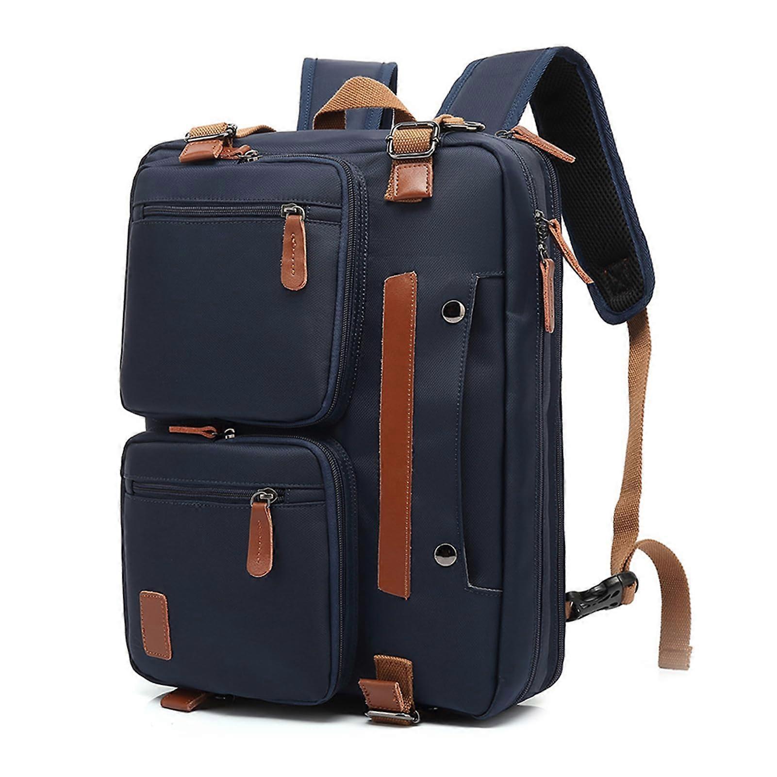 Canvas Shoulder Bag For Men Multi-Functional Laptop Backpack Nylon Waterproof Fabric Travel Backpack Blue