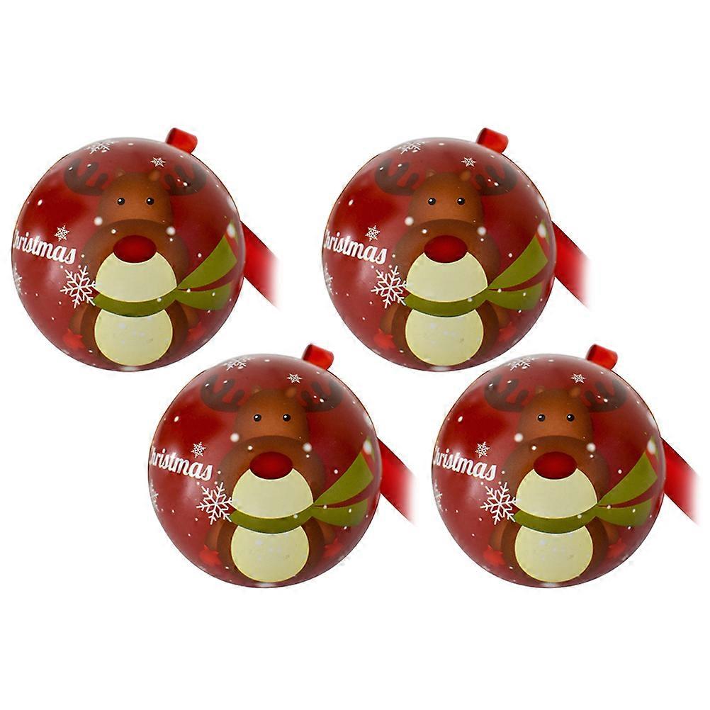 Christmas Candy Box Tinplate for Storage 4Pcs Hanging Rope