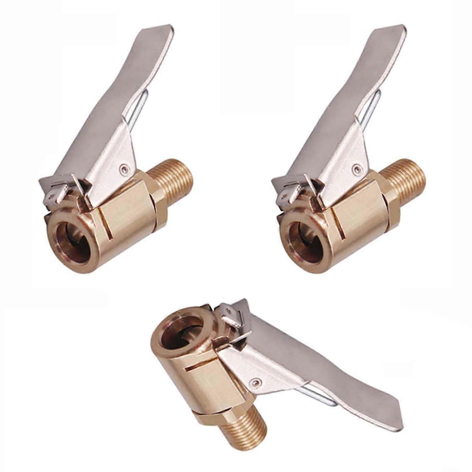 3Piece Brass Tyre Valve Pump Clips Locking Air Chuck Schrader Valve Adapter For Cars Vans Motorcycles Durable Metal