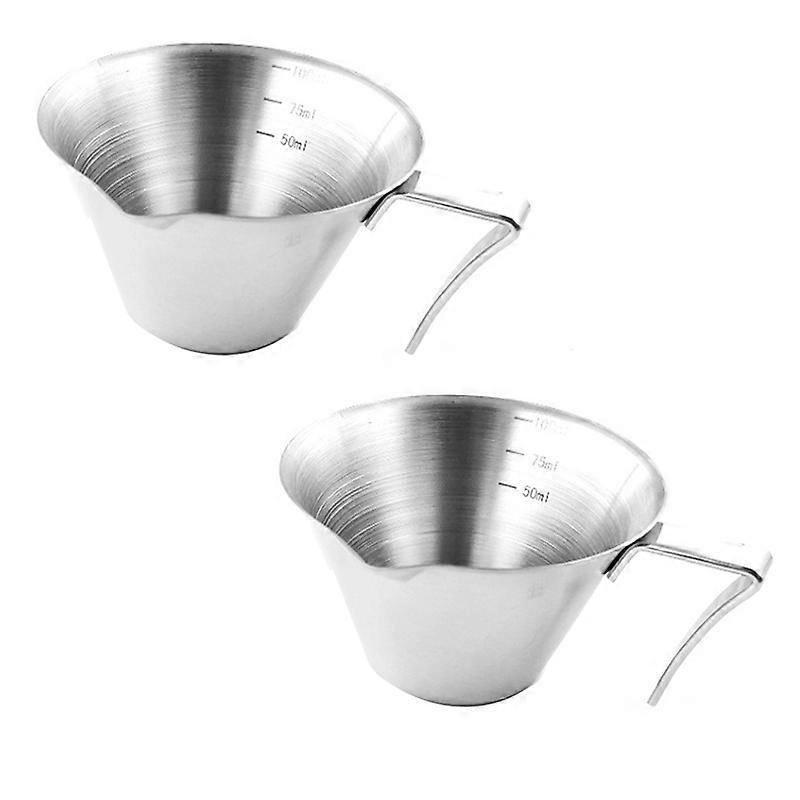Espresso Measuring Cup with Handle 2Pcs Espresso Pouring Cup Silver