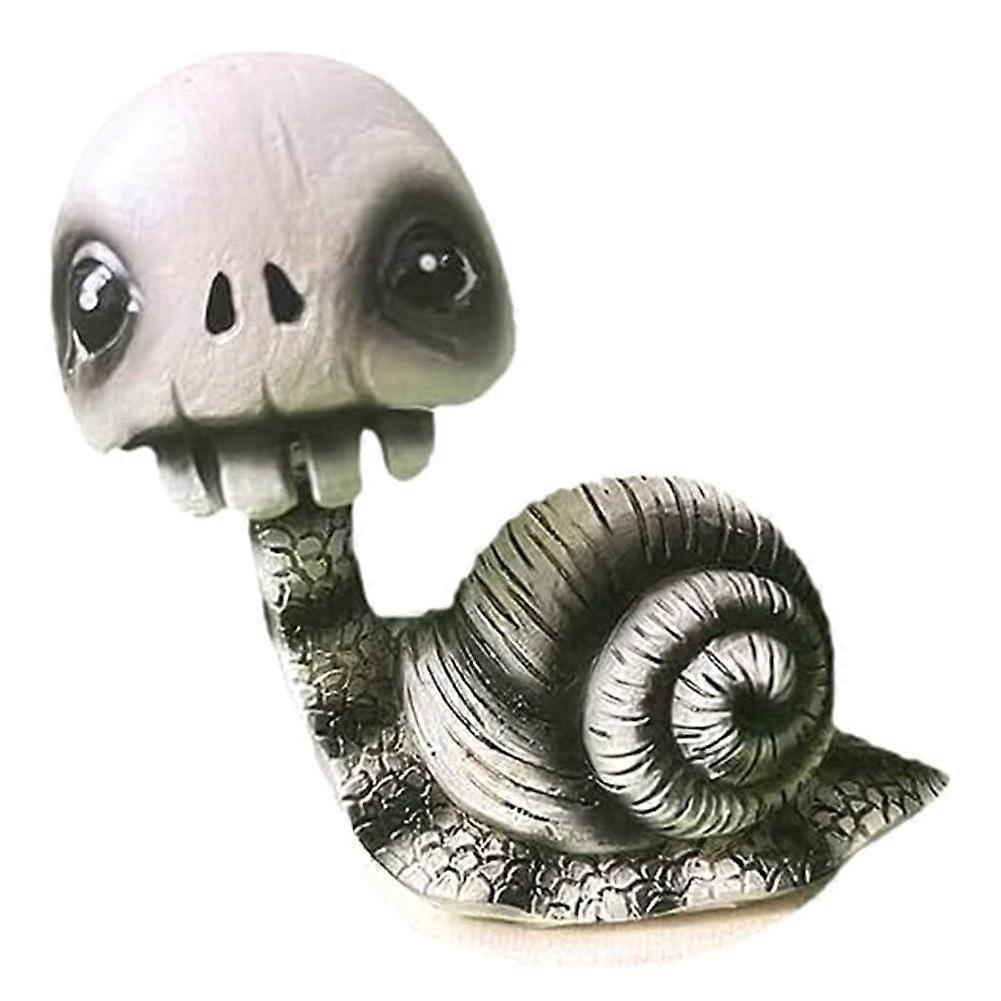 2 Piece Skull Nail Figurine Resin Snail Skull Ornament Black And White Skeleton Doll Desktop Car Dashboard Decoration