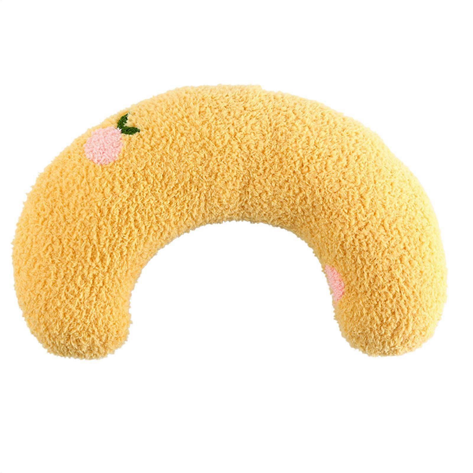 Cats Pillow Curved Cat Half Donut Cuddler Yellow 10.62 X 6.69 X 2.36 Inches Machine Washable Soft Fluffy Fabric