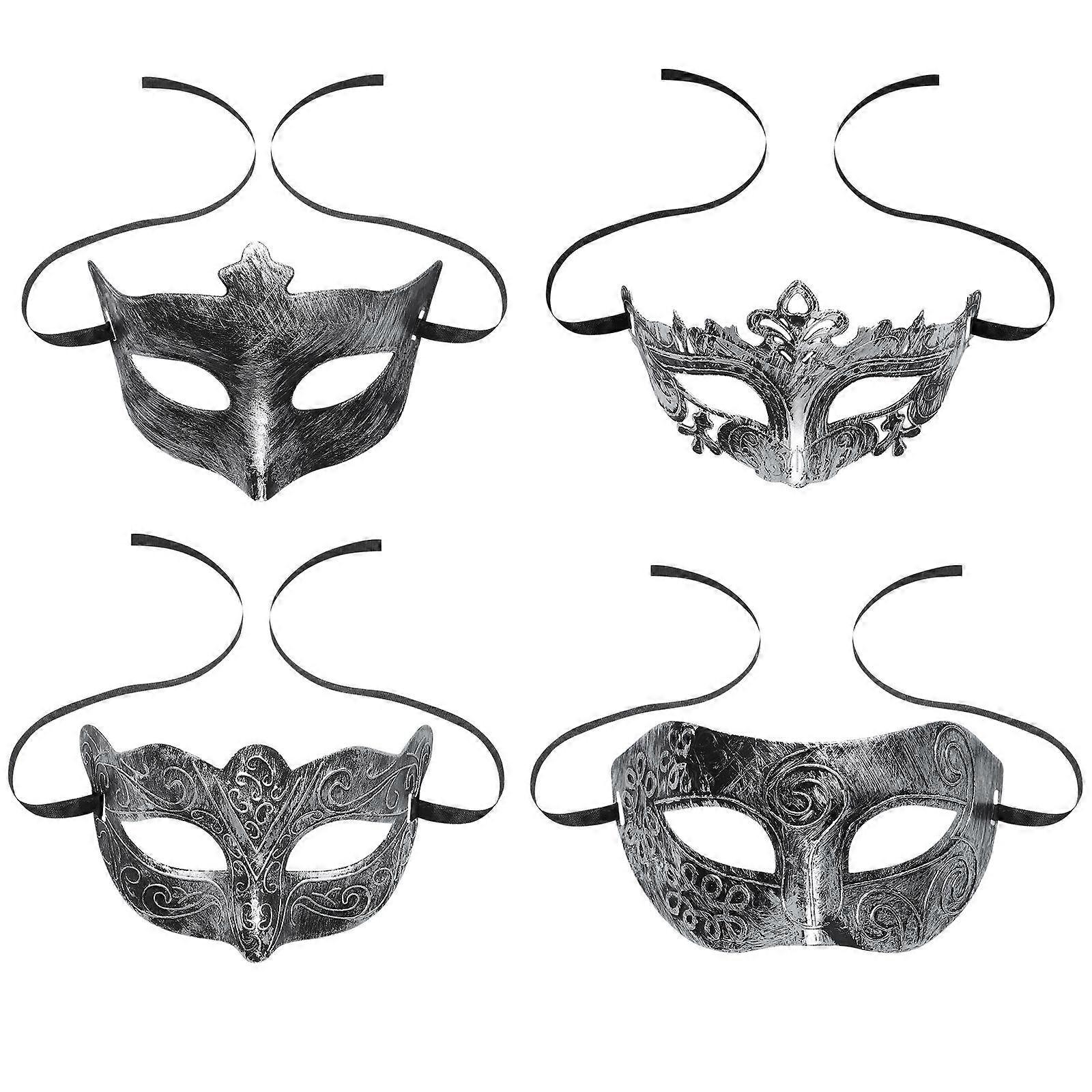 Half Face Mask Masquerade Party Mask for Halloween 4Pcs Set