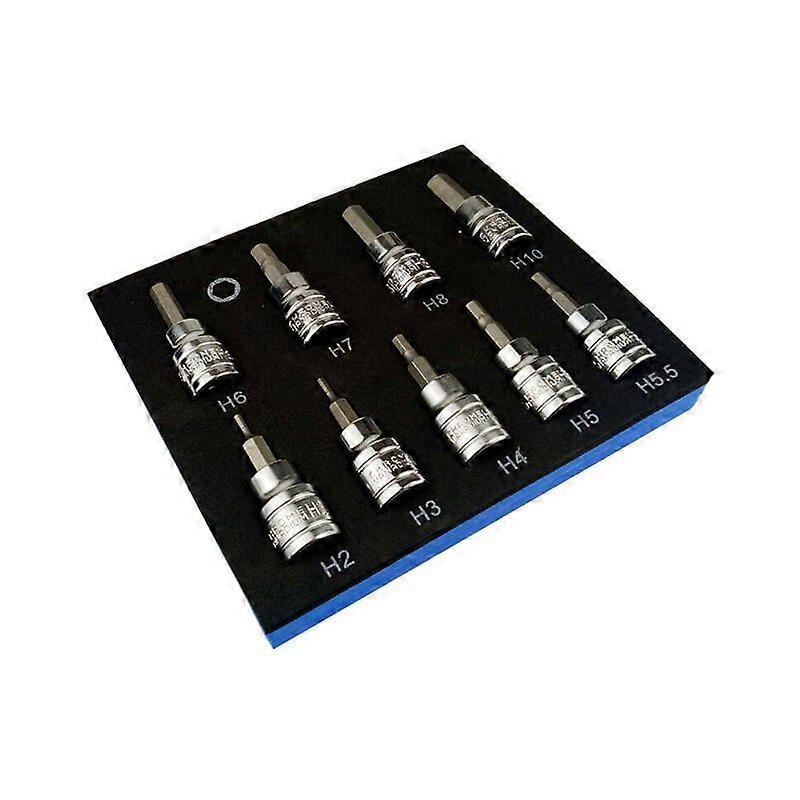 Ratchet and socket set Set of 9 hex sockets for metric 3/8" Dr Drive 2-10mm Allen key