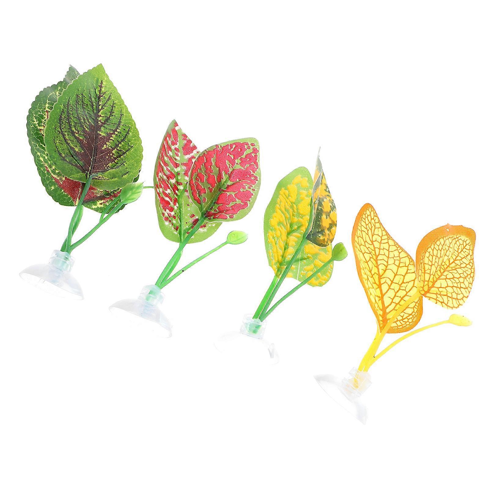 Plastic Leaves Decor Reptile Plants for Terrarium Use 8Pcs Pack