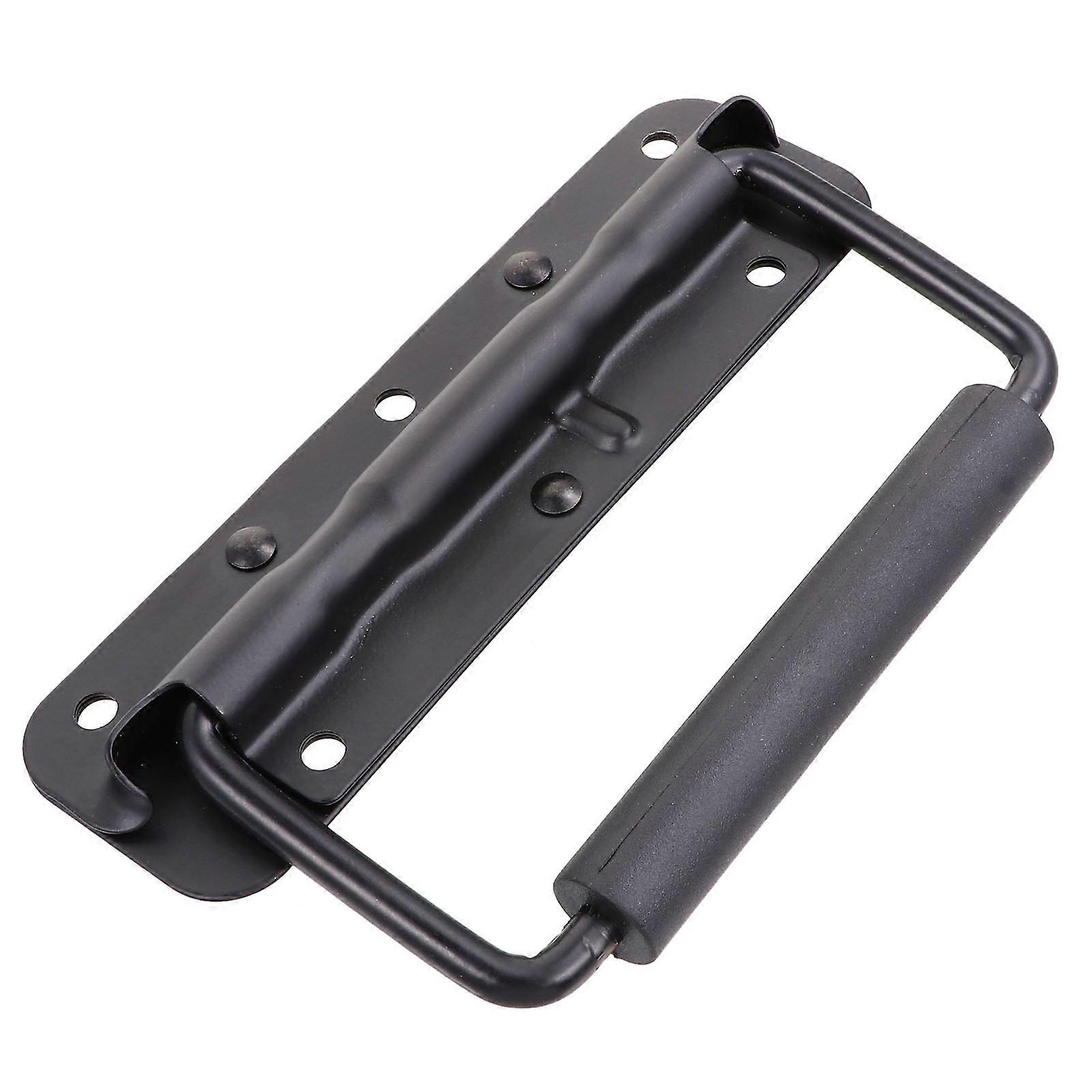 Black Folding Cabinet Handles For Toolbox Users 14CM Spring Loaded Easy Assembly 2Pcs