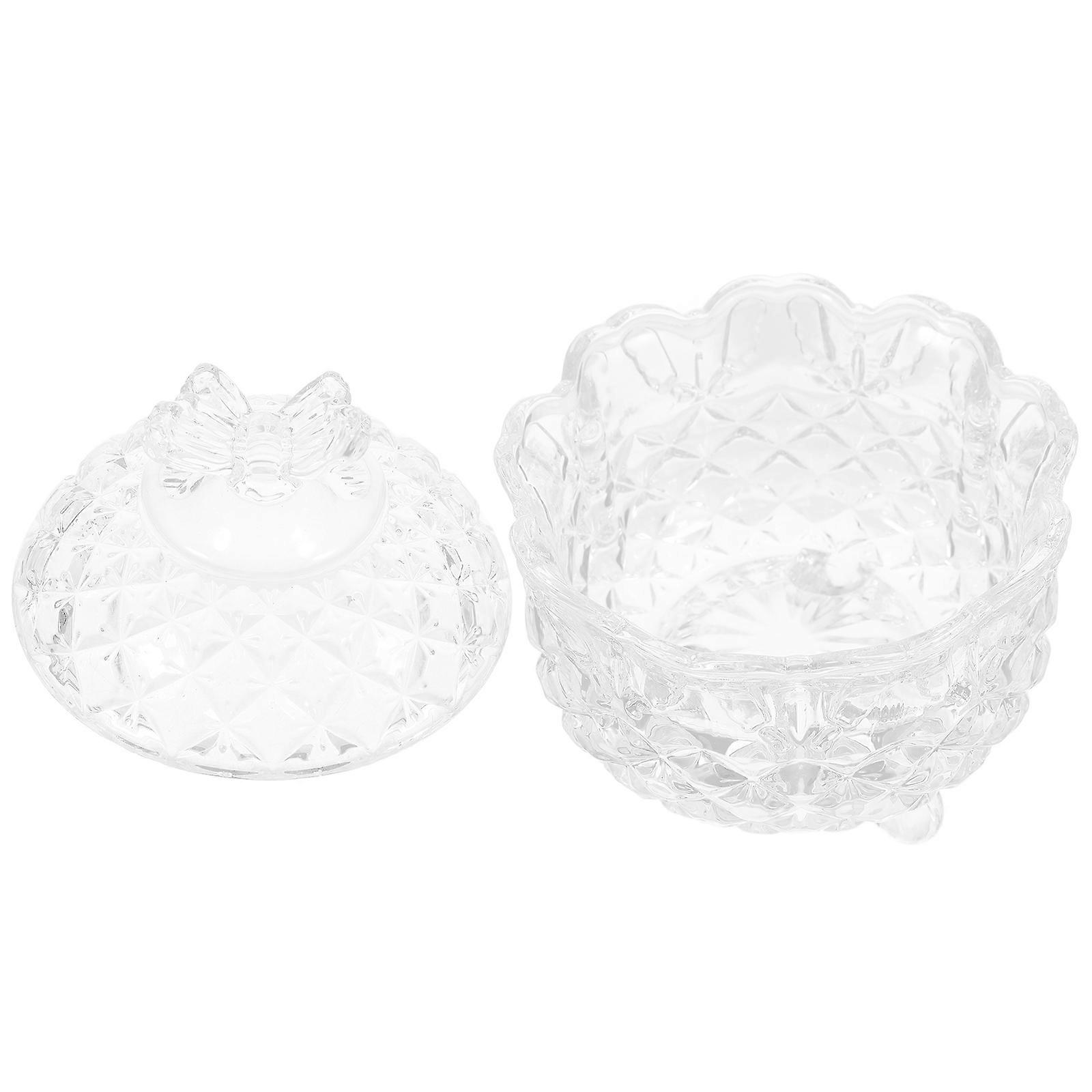Glass Candy Storage Jar With Lid For Home Decor And Kitchen Use Transparent Design 1Set