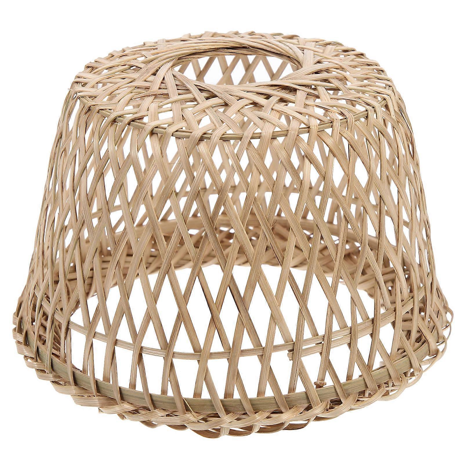 Hand Woven Lampshade for Rustic Decor 2Pcs Khaki Bamboo Covers
