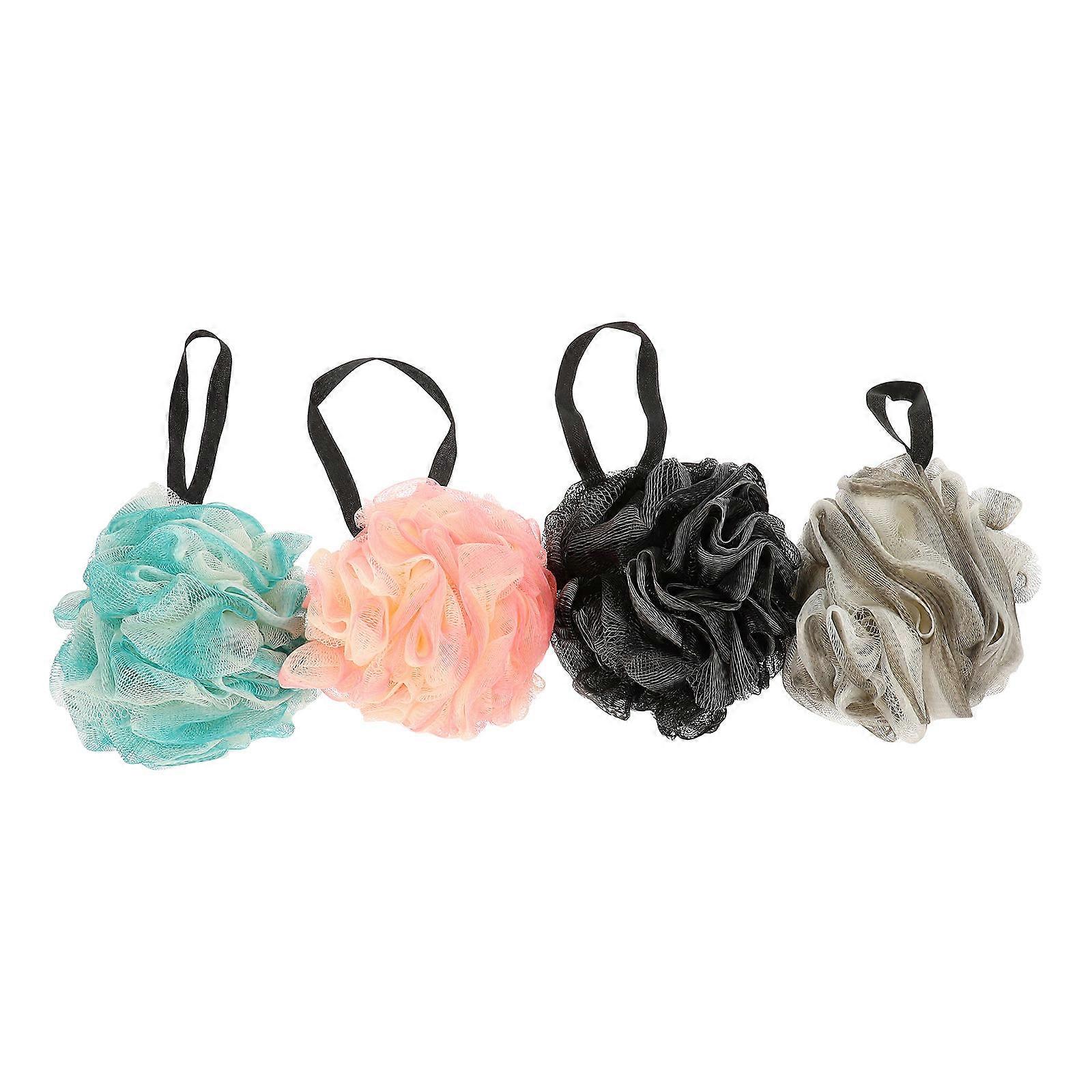Bathing Loofah Exfoliating Tool Skin Cleaning Round Gray 4Pcs