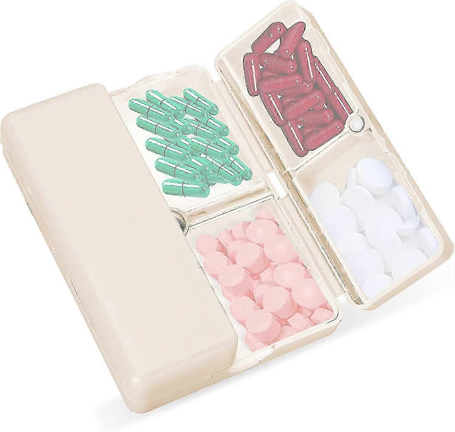 Daily pill storage box, 7-compartment portable pill box Travel pill storage box, [folding design] The pill box can hold a wallet pocket, which can hol