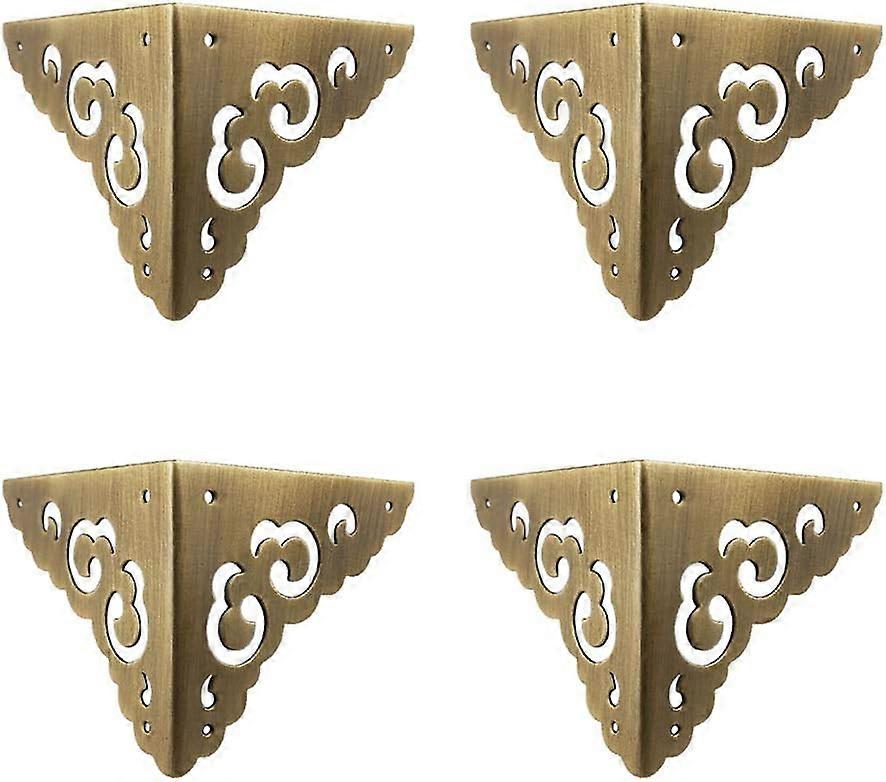 4 Pcs Antique Brass Hollow Cloud Pattern Two Sides Corner Protectors